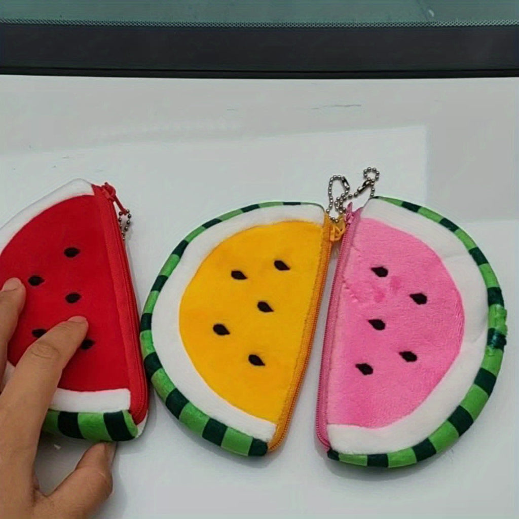 Kids' Plush Watermelon Slice Zipper Wallet
