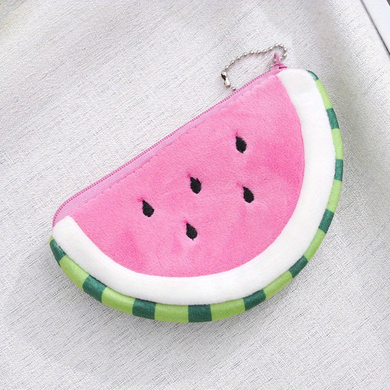 Kids' Plush Watermelon Slice Zipper Wallet Image