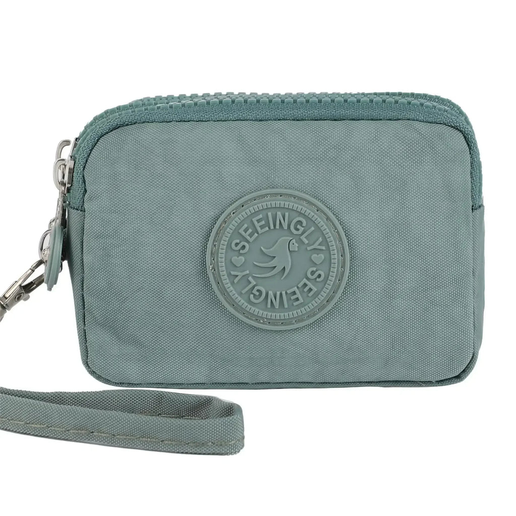 Compact Waterproof Nylon Wallet with Zippered Card Holder for Women