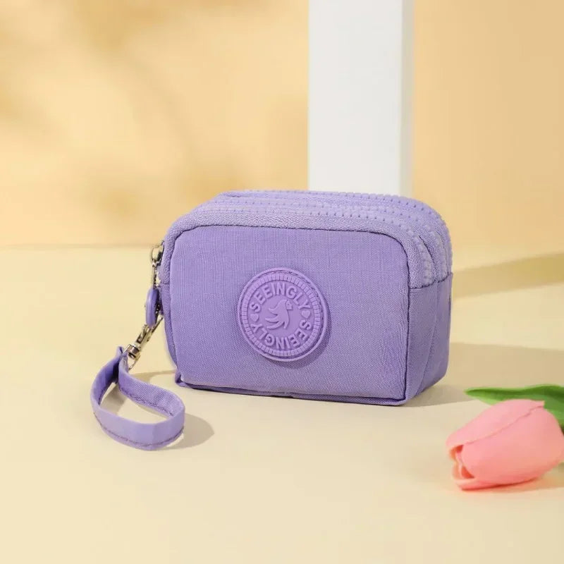 Compact Waterproof Nylon Wallet with Zippered Card Holder for Women Image