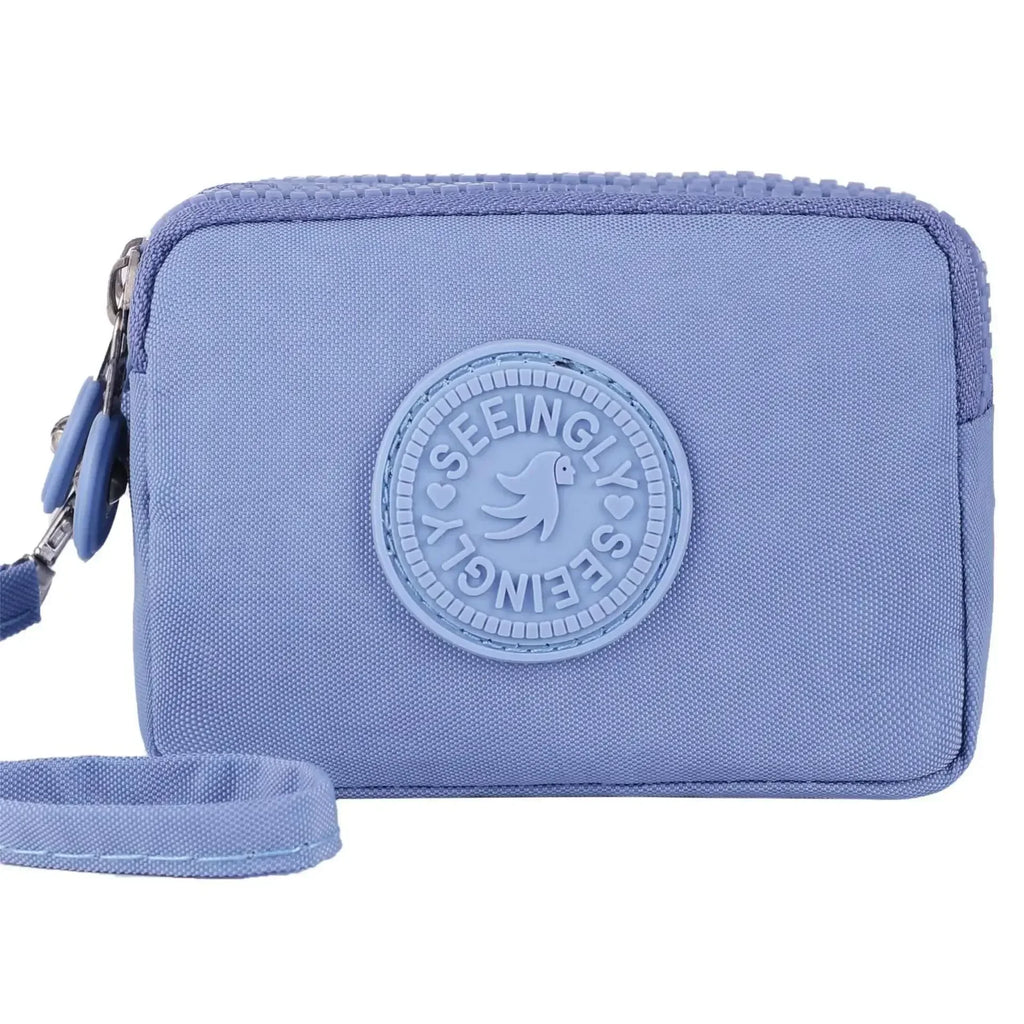 Compact Waterproof Nylon Wallet with Zippered Card Holder for Women