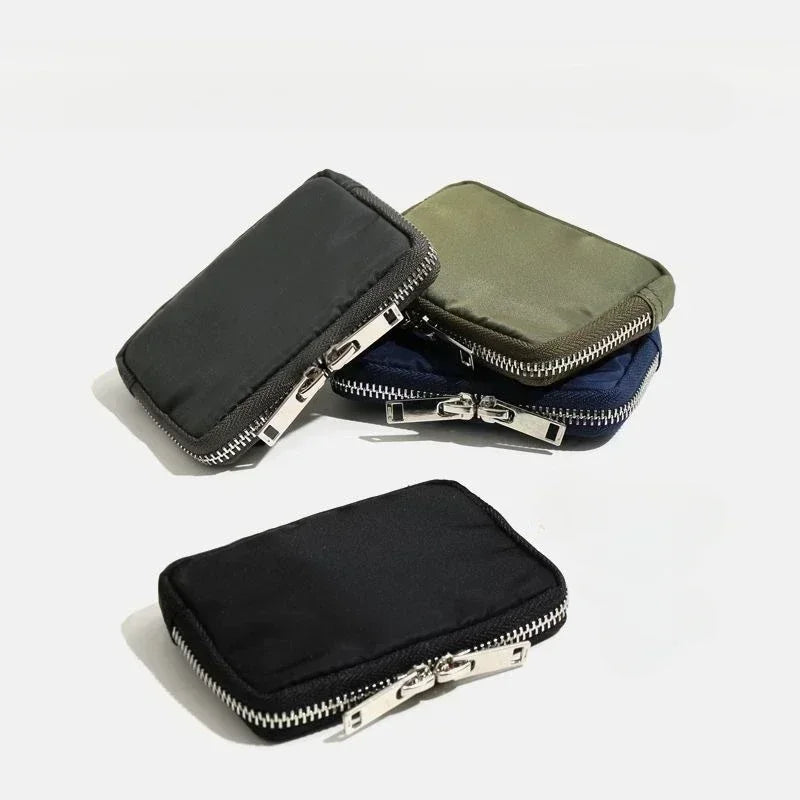 Compact Waterproof Nylon Zipper Wallet with Integrated Card Holder