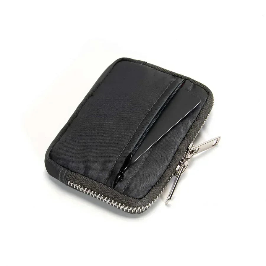 Compact Waterproof Nylon Zipper Wallet with Integrated Card Holder
