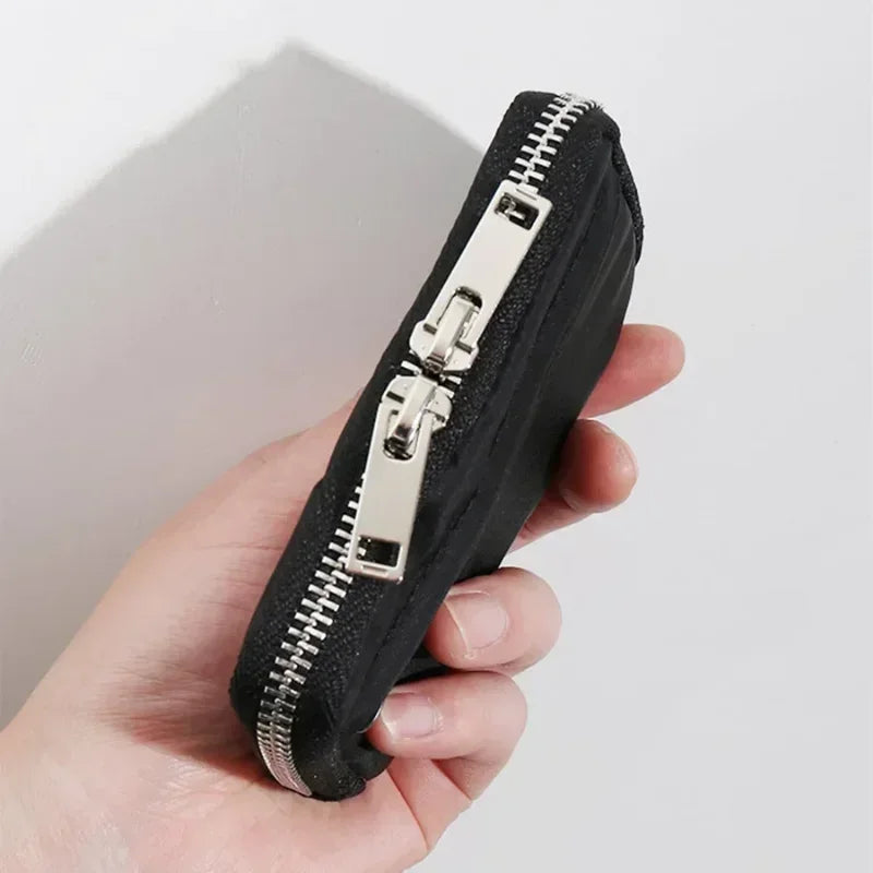 Compact Waterproof Nylon Zipper Wallet with Integrated Card Holder