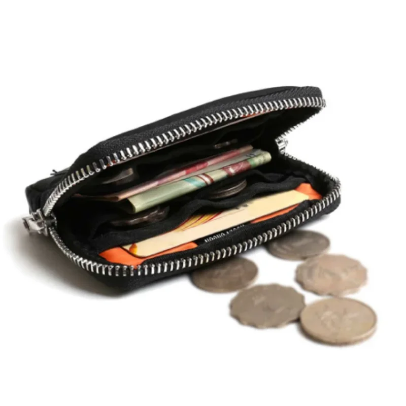 Compact Waterproof Nylon Zipper Wallet with Integrated Card Holder