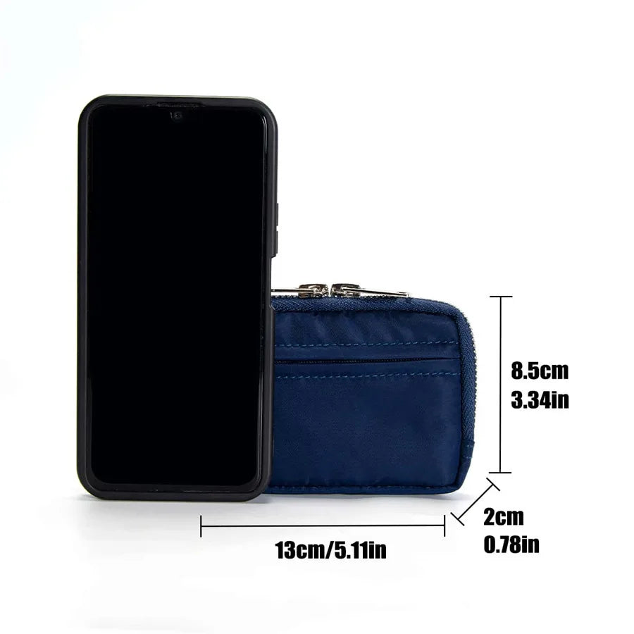 Compact Waterproof Nylon Zipper Wallet with Integrated Card Holder