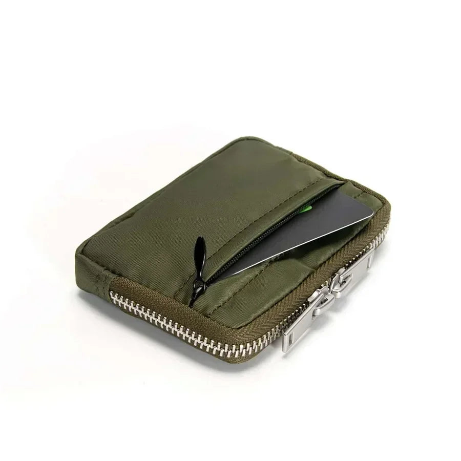 Compact Waterproof Nylon Zipper Wallet with Integrated Card Holder