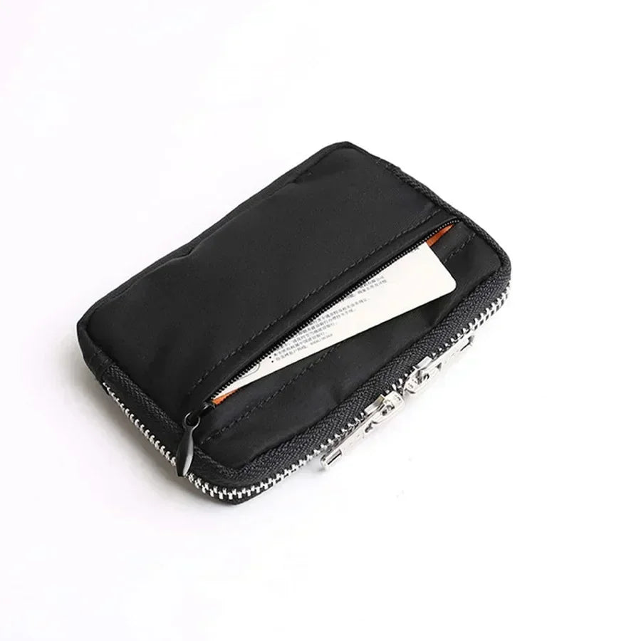 Compact Waterproof Nylon Zipper Wallet with Integrated Card Holder