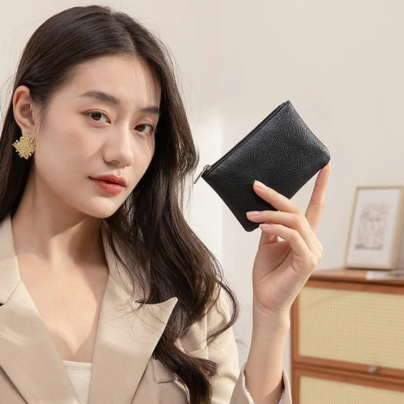 Zippered PU Leather Wallet with Litchi Texture for Men and Women