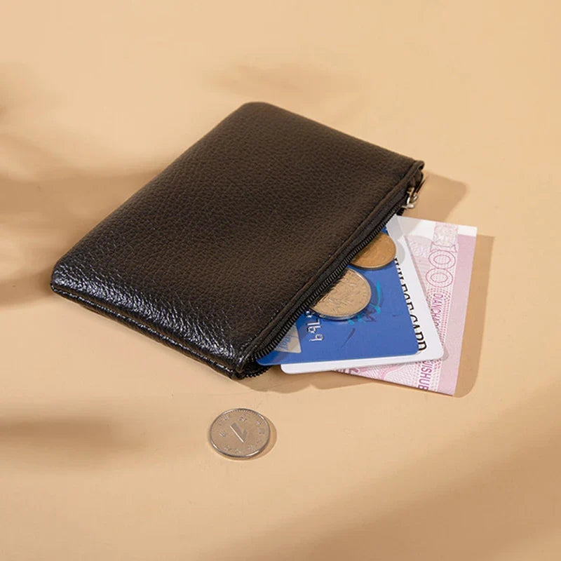 Zippered PU Leather Wallet with Litchi Texture for Men and Women