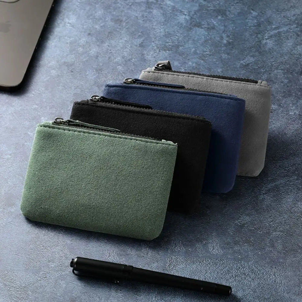Compact PU Leather Zipper Wallet for Men and Women