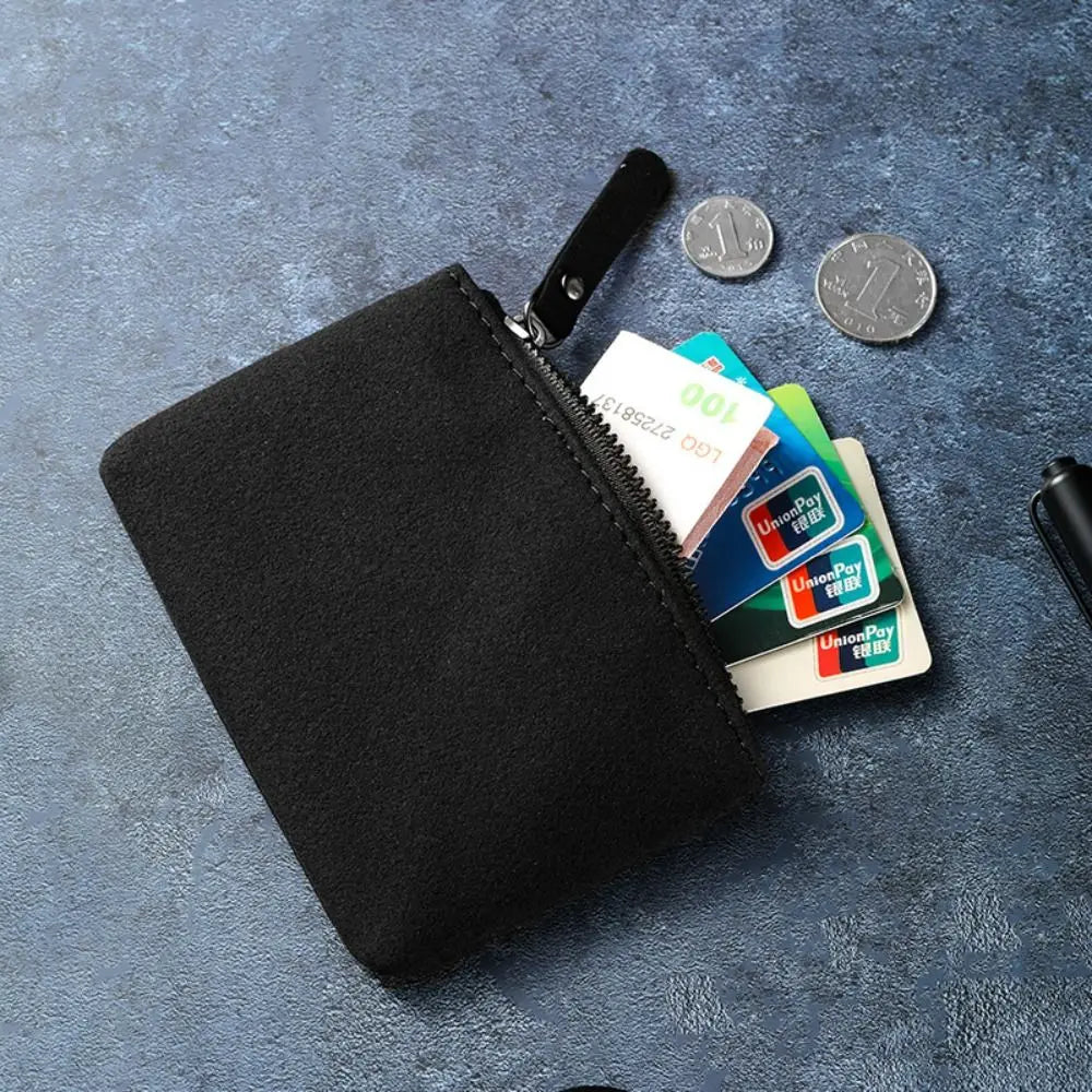 Compact PU Leather Zipper Wallet for Men and Women