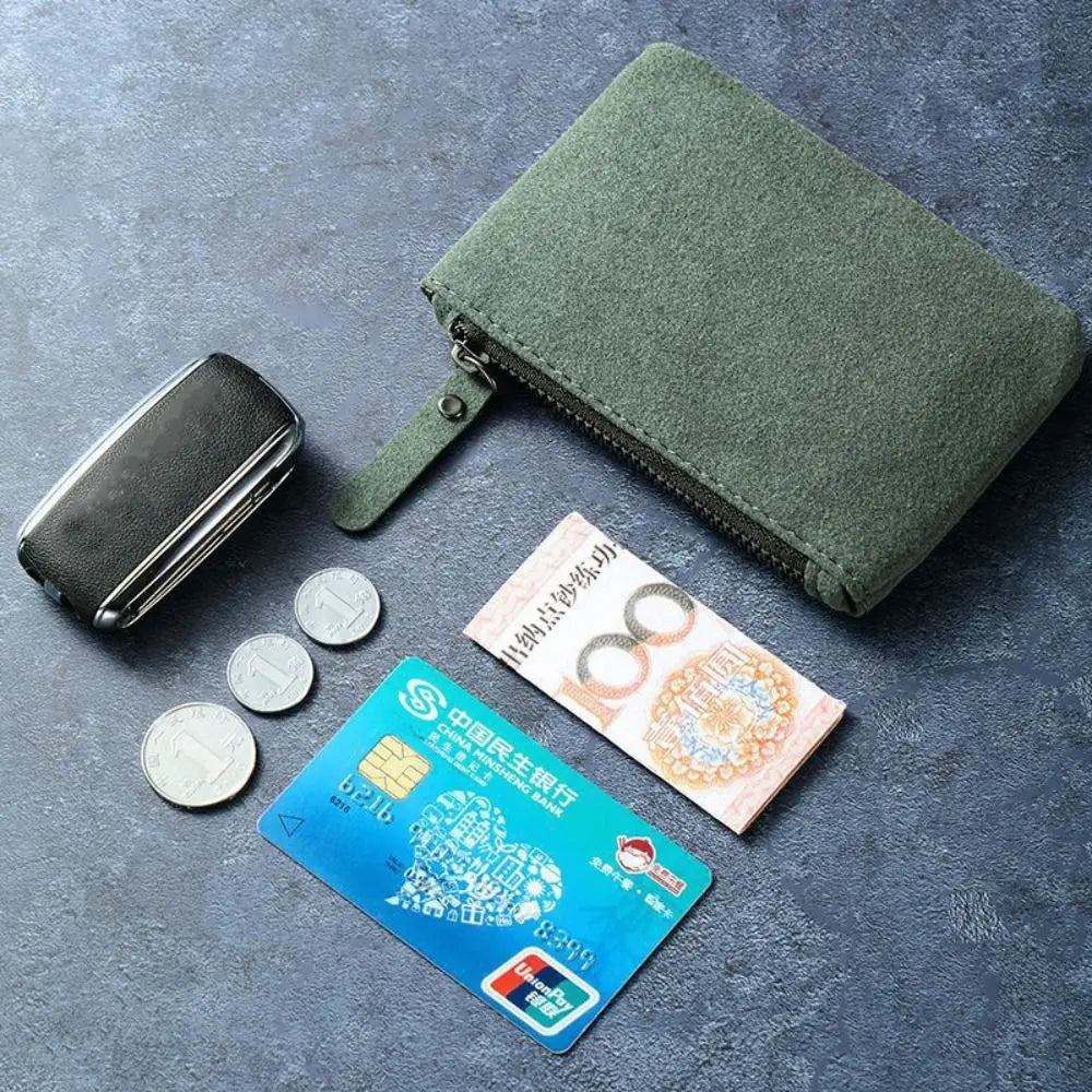 Compact PU Leather Zipper Wallet for Men and Women