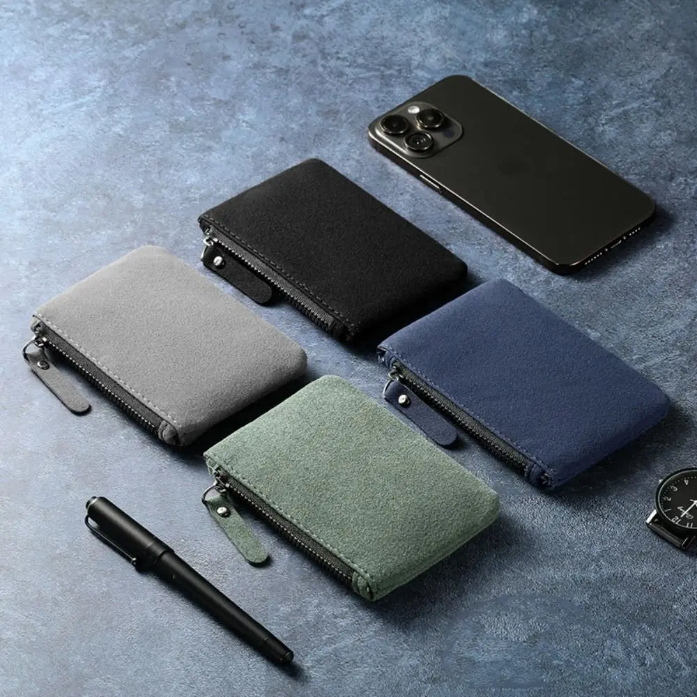 Compact PU Leather Zipper Wallet for Men and Women