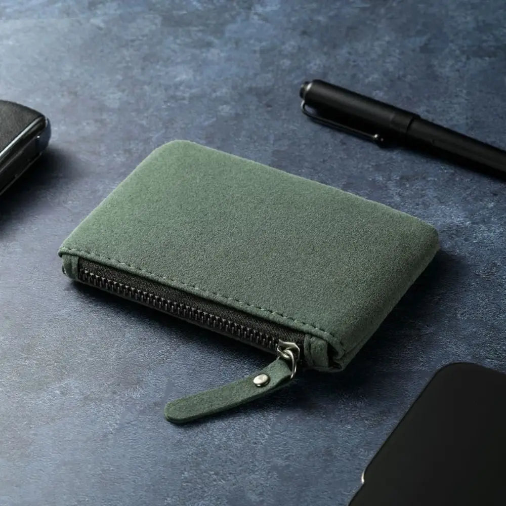 Compact PU Leather Zipper Wallet for Men and Women