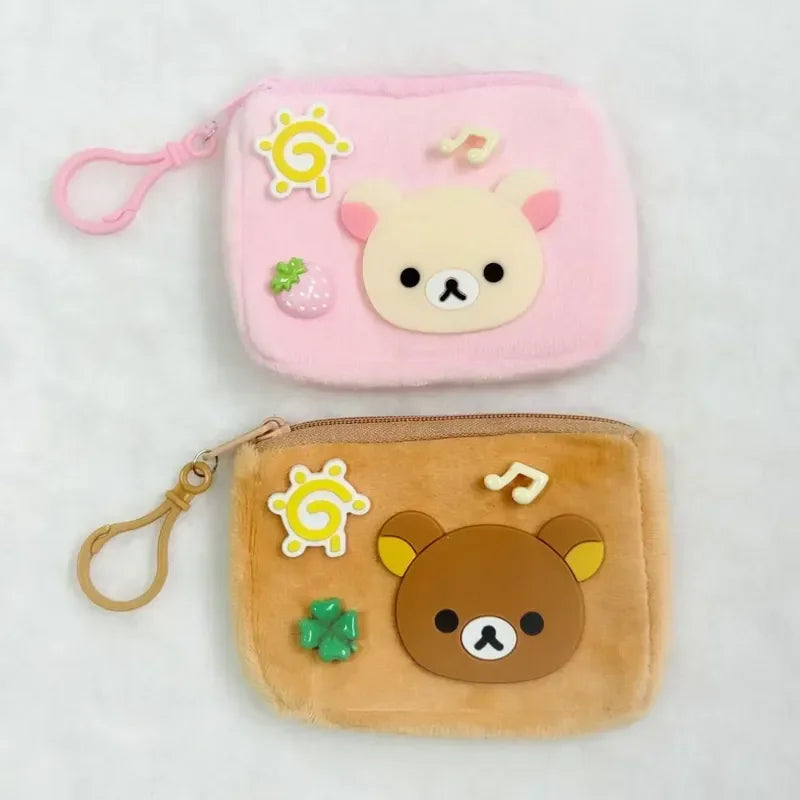 Rilakkuma Plush Zipper Wallet with Kawaii Keychain