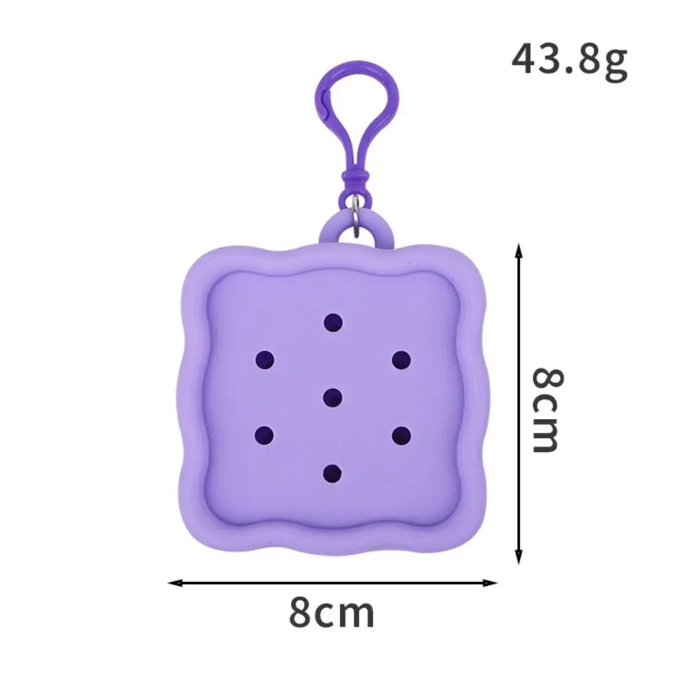 Square Silicone Wallet with Zipper Closure and Colorful Keychain