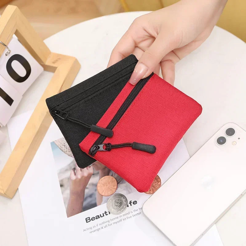 Canvas Wallet with 3 Zippers - Compact Size for Men and Women