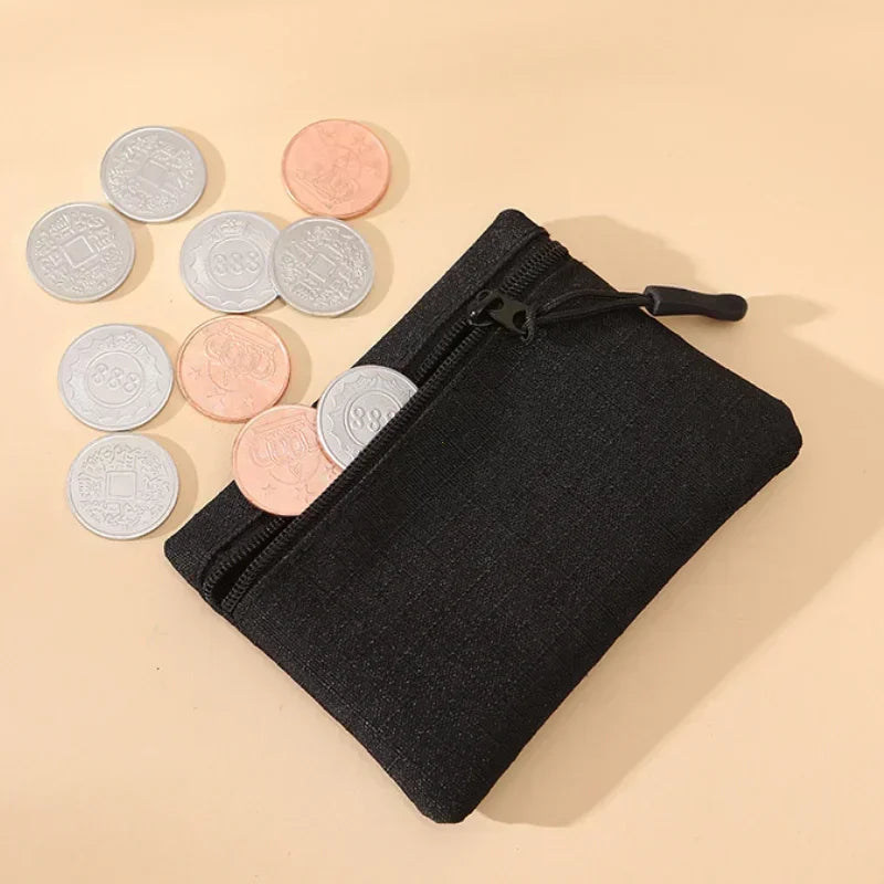 Canvas Wallet with 3 Zippers - Compact Size for Men and Women