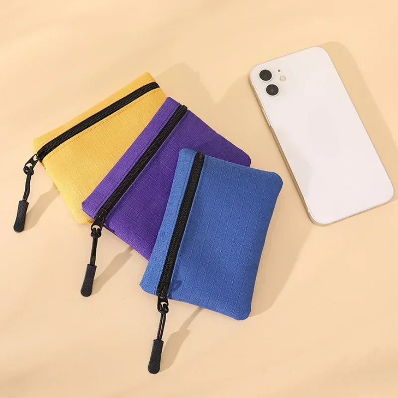 Canvas Wallet with 3 Zippers - Compact Size for Men and Women