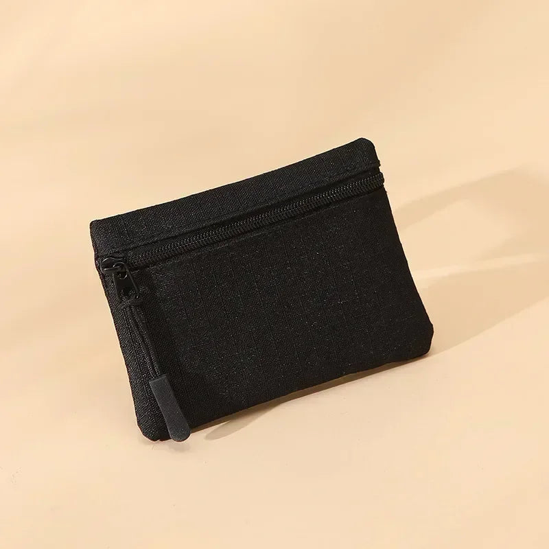 Canvas Wallet with 3 Zippers - Compact Size for Men and Women