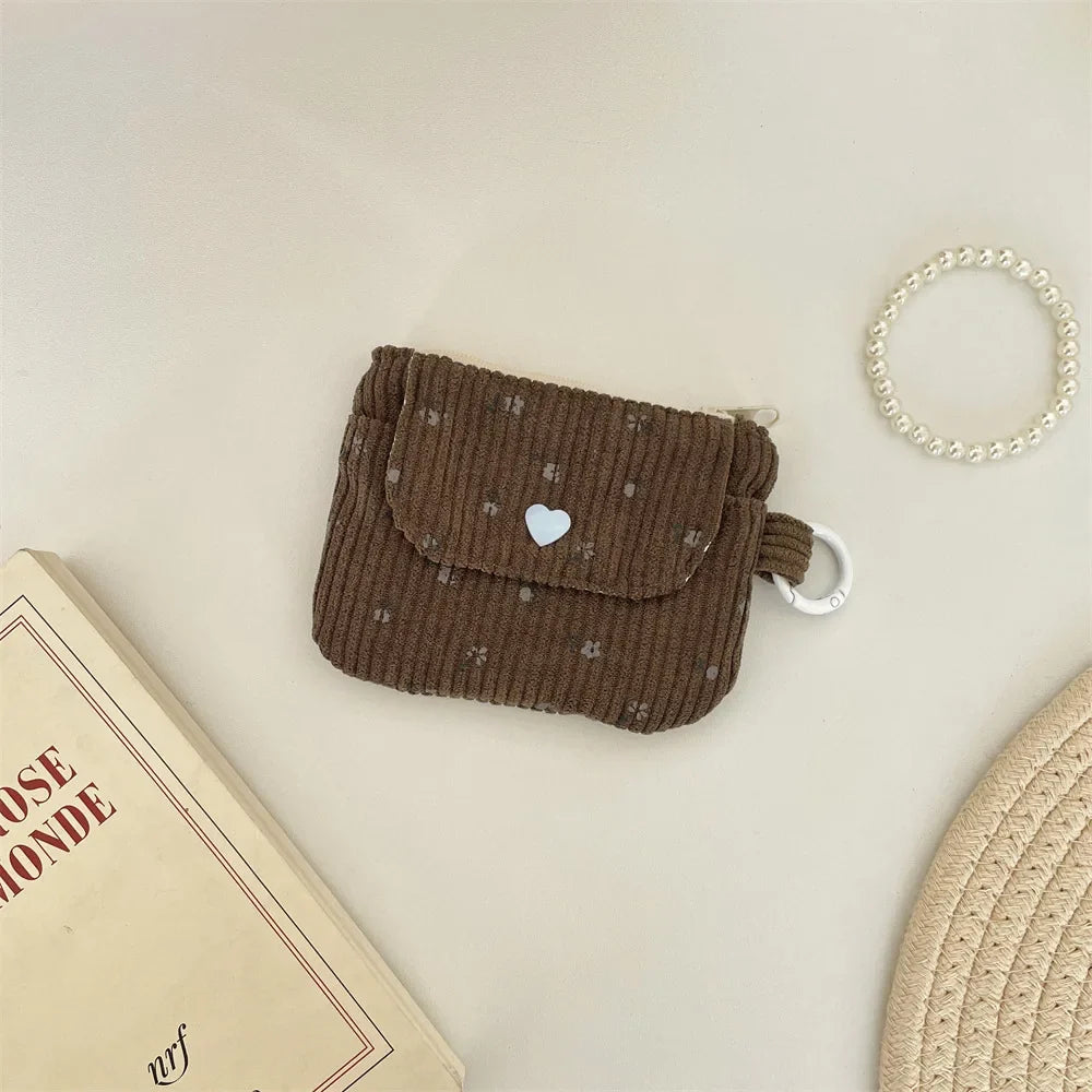 Floral Corduroy Wallet with Card Holder and Key Ring