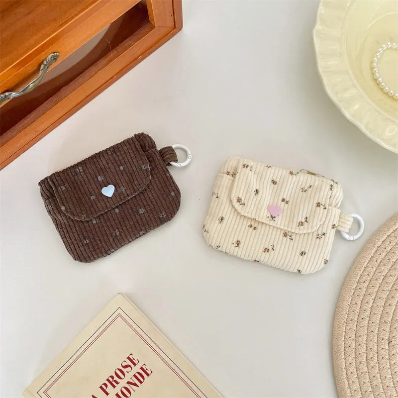 Floral Corduroy Wallet with Card Holder and Key Ring