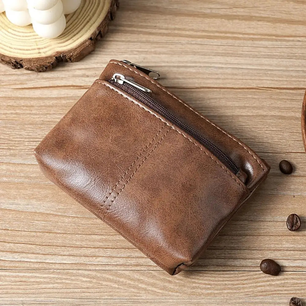 Vintage PU Leather Wallet with Double Zipper and Card Holder - Unisex