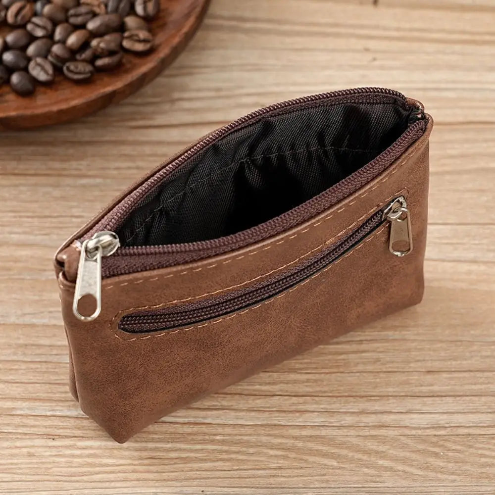 Vintage PU Leather Wallet with Double Zipper and Card Holder - Unisex Image
