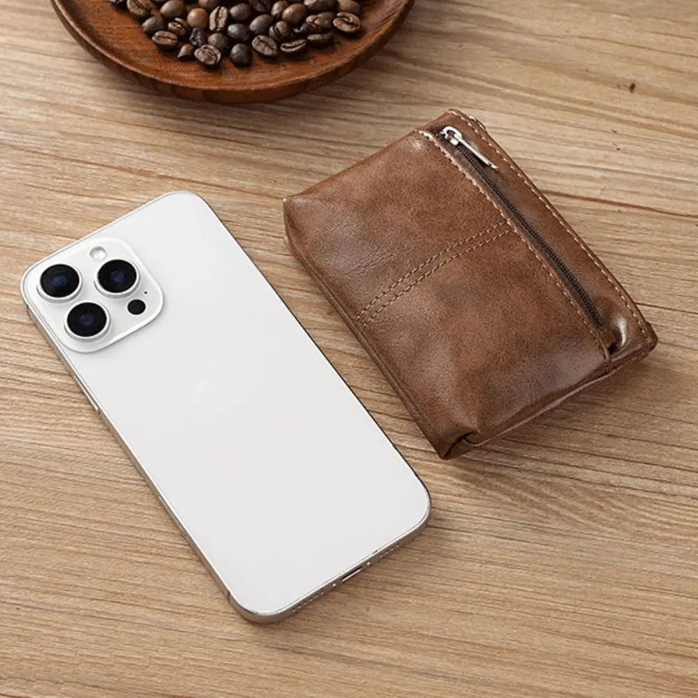 Vintage PU Leather Wallet with Double Zipper and Card Holder - Unisex