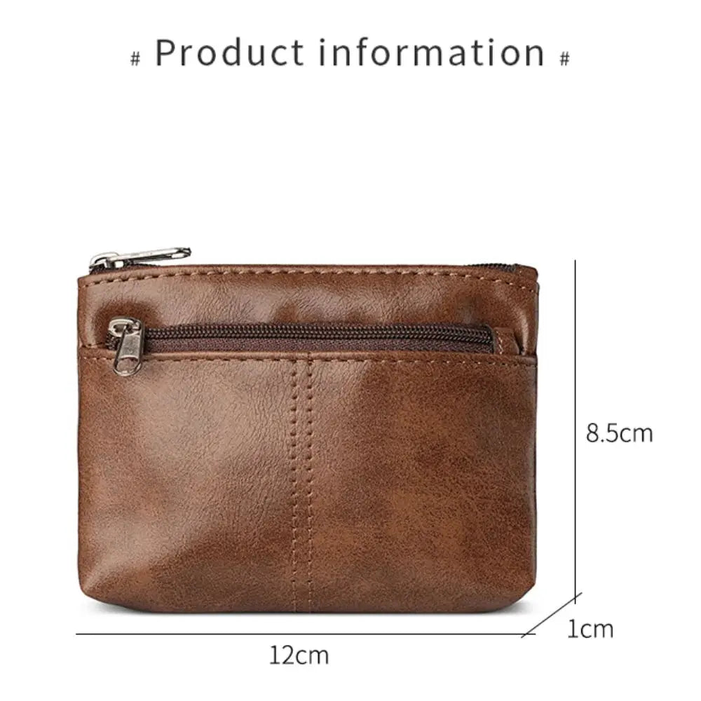 Vintage PU Leather Wallet with Double Zipper and Card Holder - Unisex