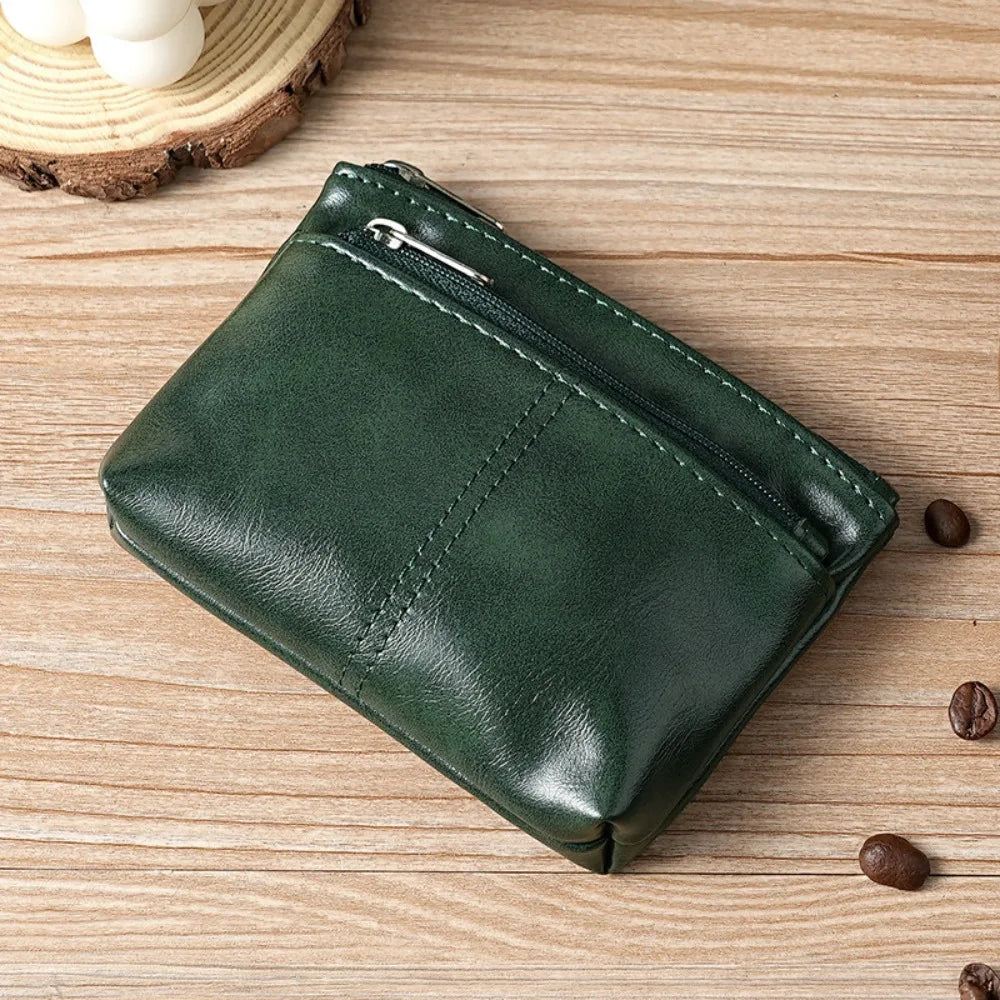 Vintage PU Leather Wallet with Double Zipper and Card Holder - Unisex