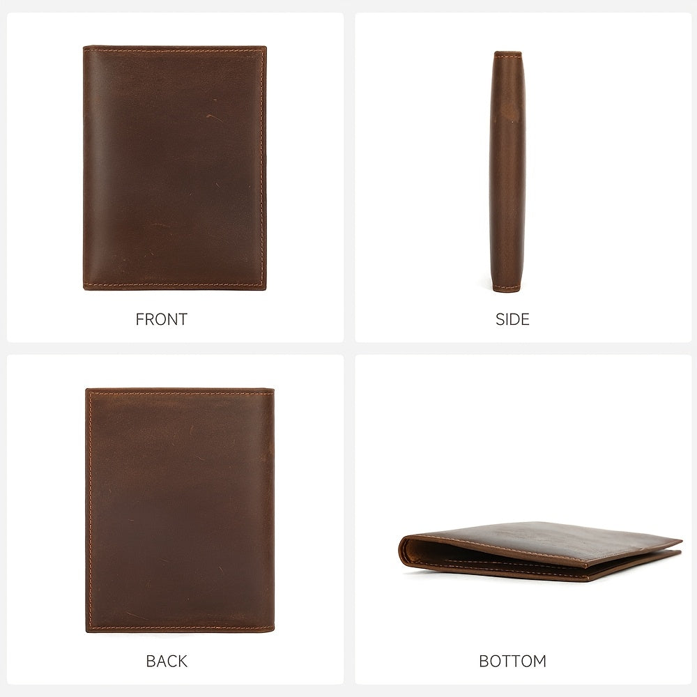 Men's Black Leather Passport Holder, RFID Blocking and Tracker