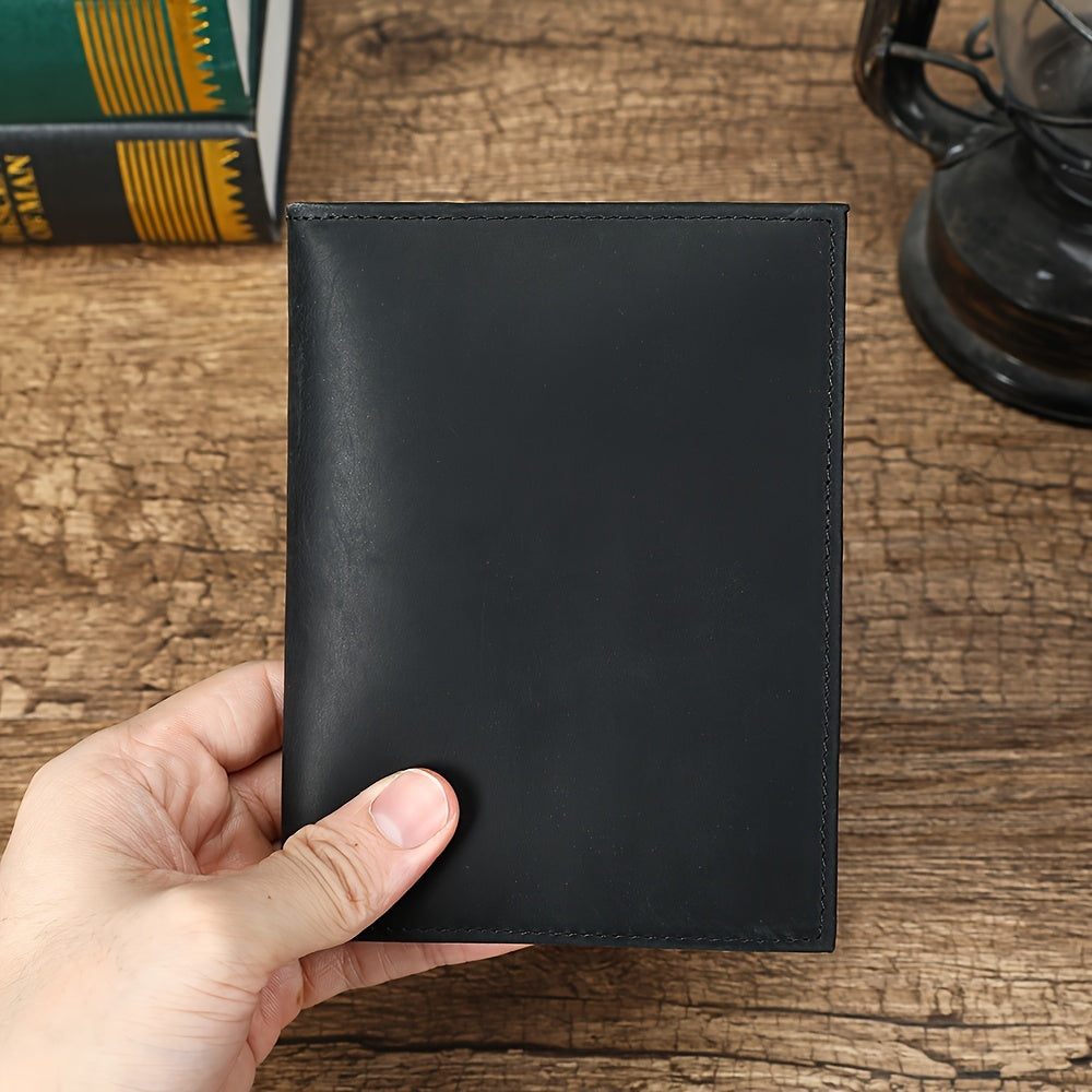 Men's Black Leather Passport Holder, RFID Blocking and Tracker Image