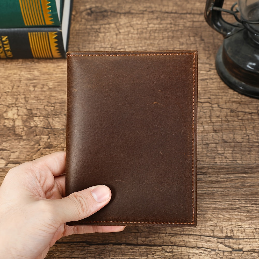 Men's Black Leather Passport Holder, RFID Blocking and Tracker
