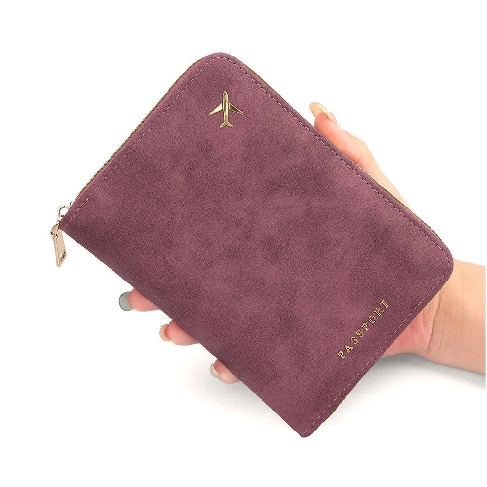 RFID Zip Passport Holder in PU Leather with Multiple Storage for Travel