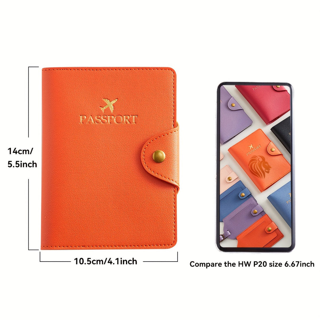 Faux leather passport holder with metal clasp, 5 colors