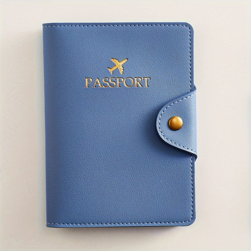 Faux leather passport holder with metal clasp, 5 colors