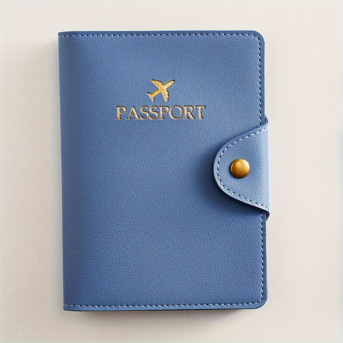 Faux leather passport holder with metal clasp, 5 colors