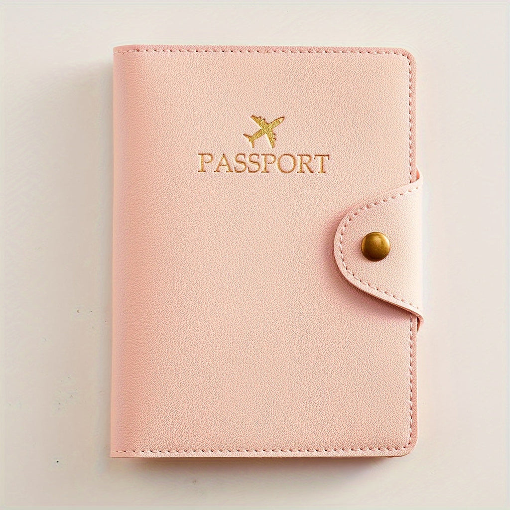 Faux leather passport holder with metal clasp, 5 colors