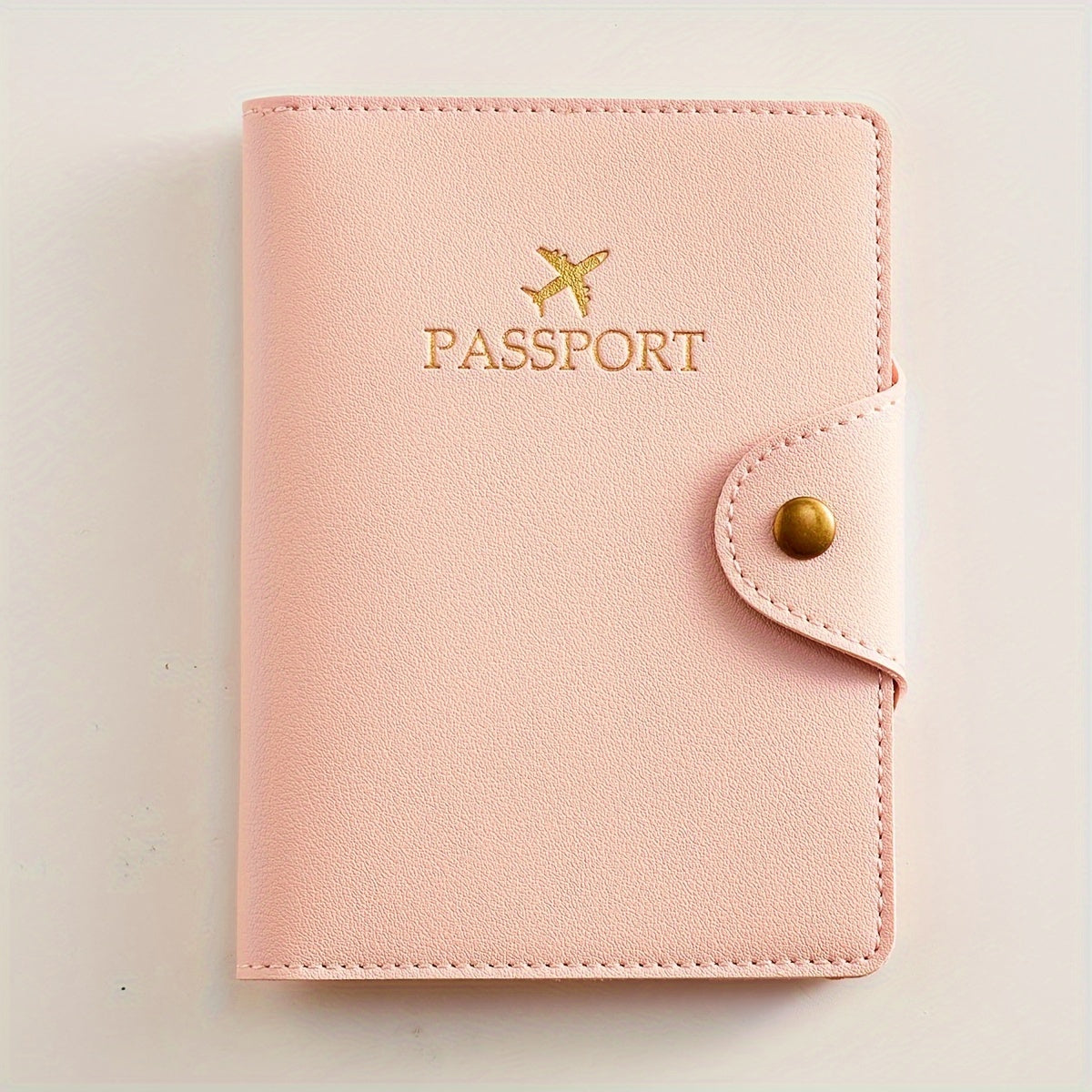 Faux leather passport holder with metal clasp, 5 colors Image