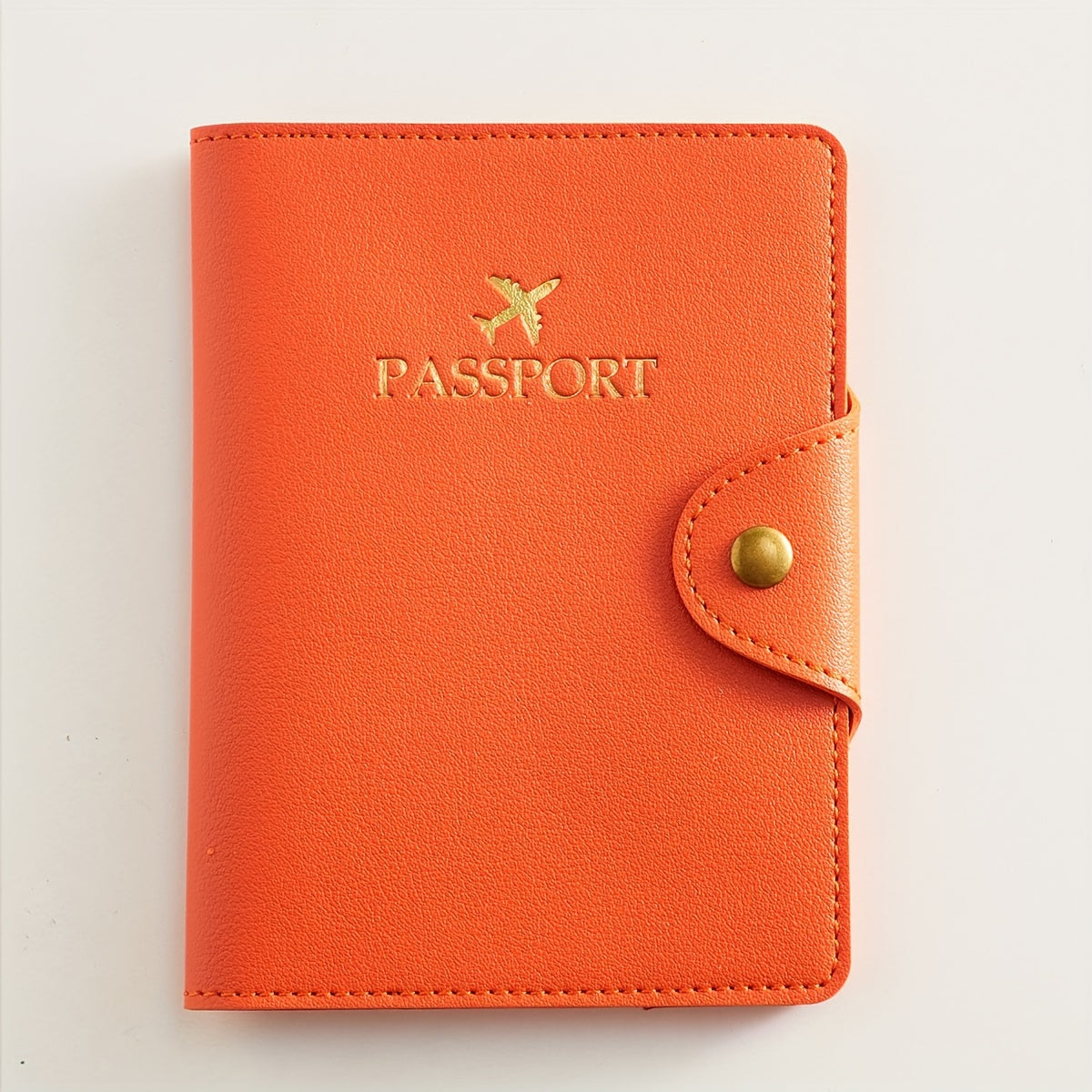 Faux leather passport holder with metal clasp, 5 colors