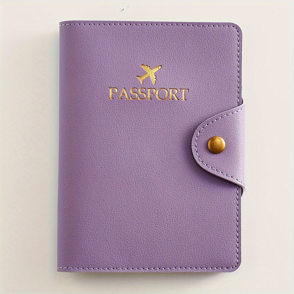 Faux leather passport holder with metal clasp, 5 colors