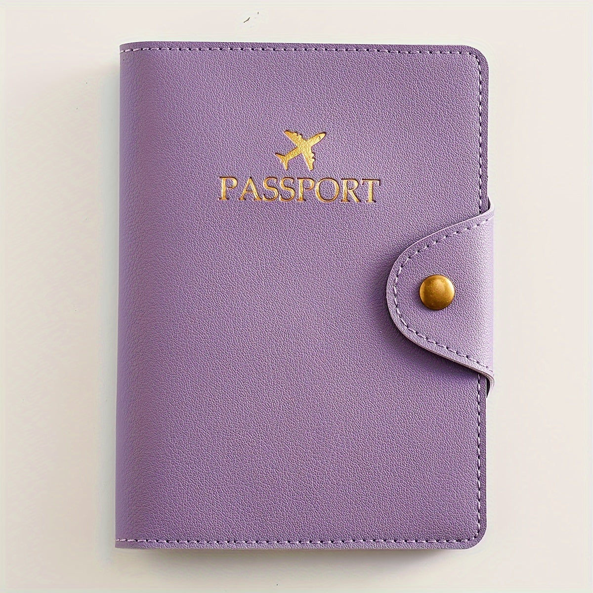 Faux leather passport holder with metal clasp, 5 colors