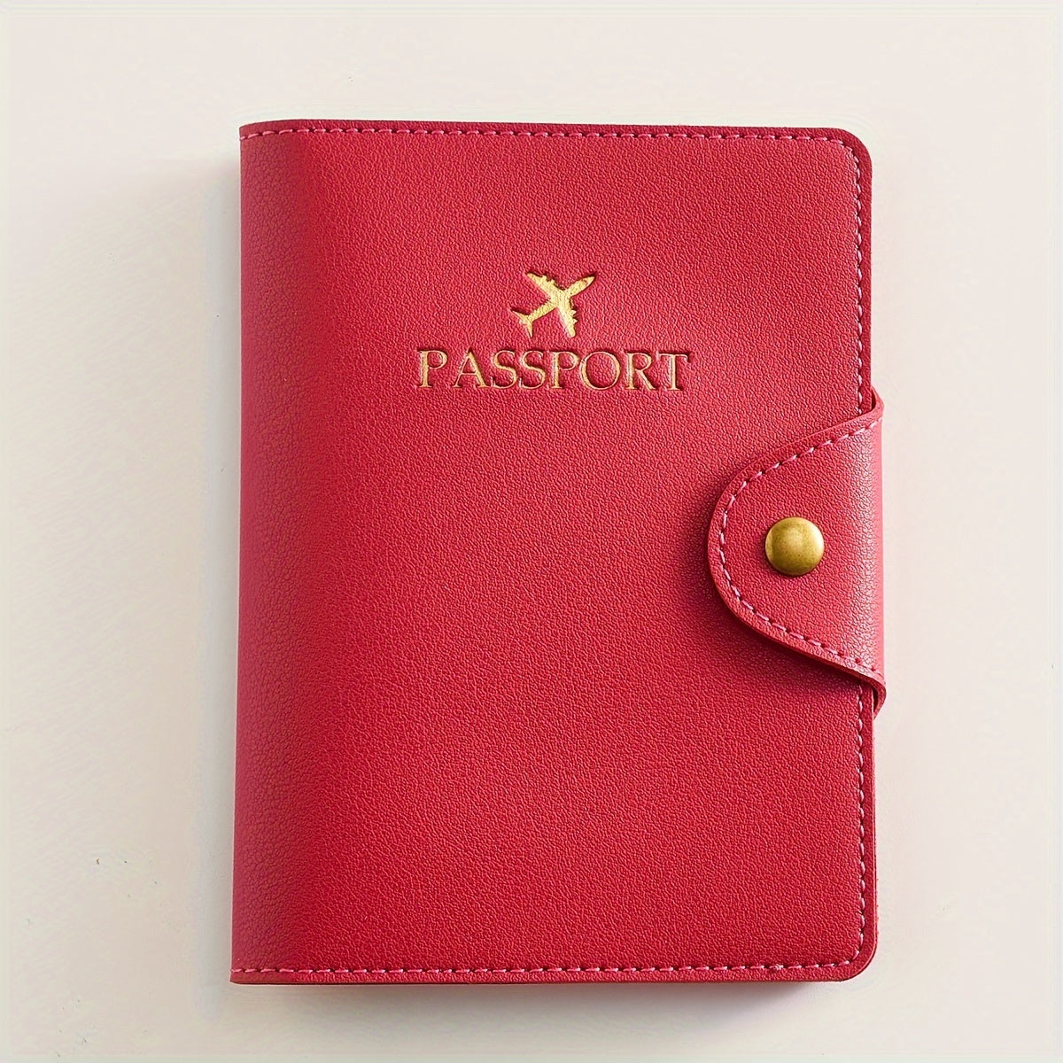 Faux leather passport holder with metal clasp, 5 colors