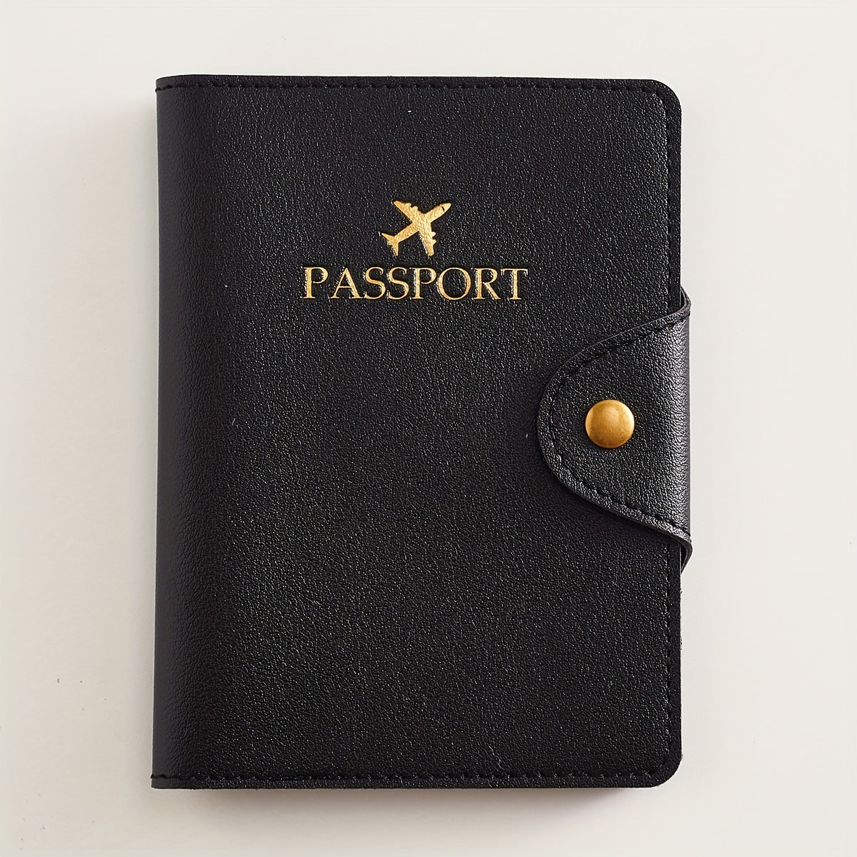 Faux leather passport holder with metal clasp, 5 colors