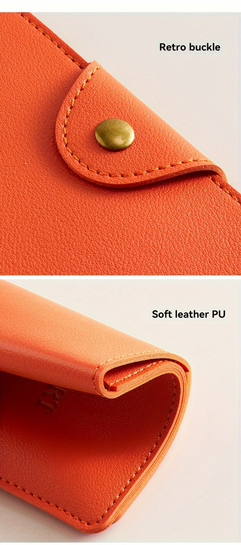 Faux leather passport holder with metal clasp, 5 colors
