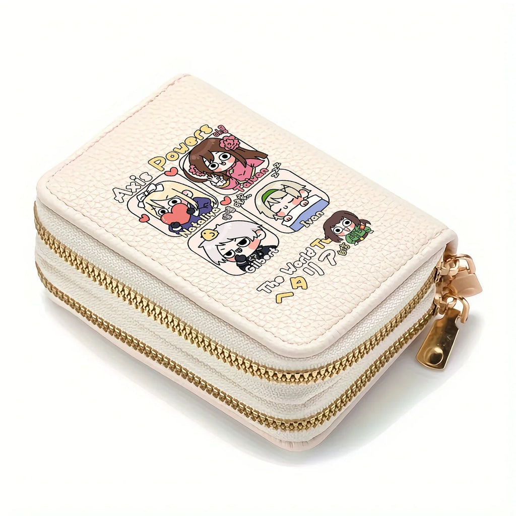 Axis Powers Anime PU Leather Wallet with Double Zipper Compartment