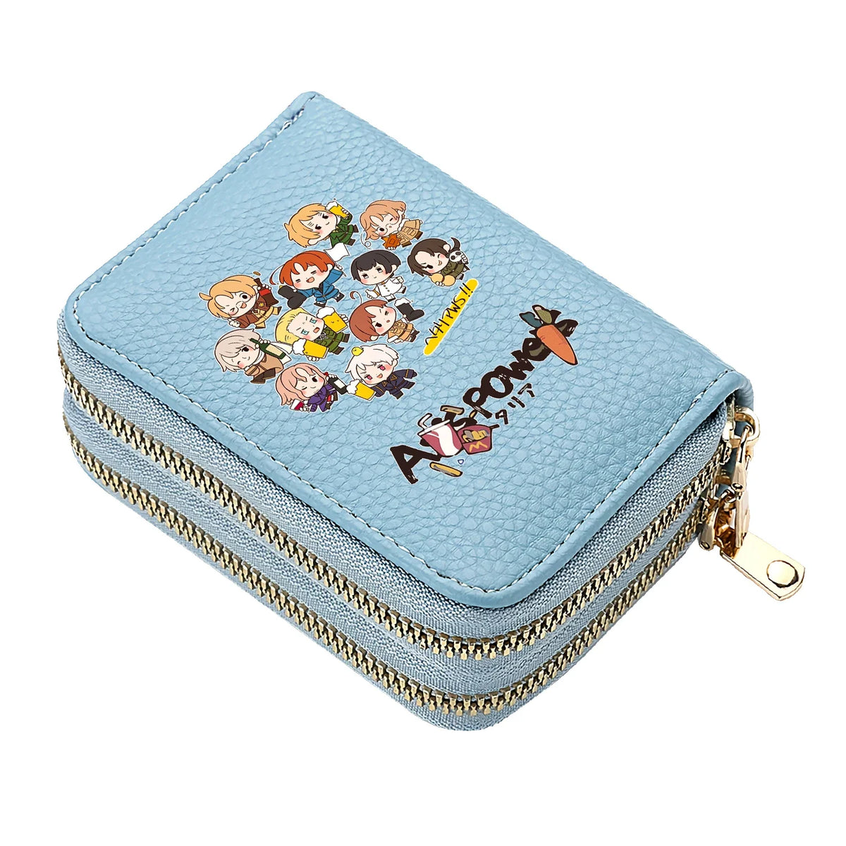 Axis Powers Anime PU Leather Wallet with Double Zipper Compartment