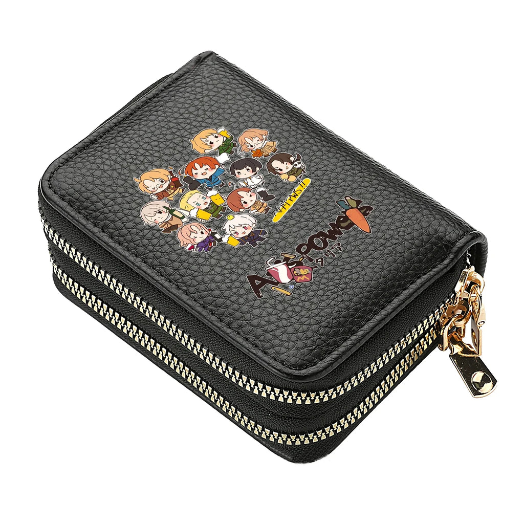 Axis Powers Anime PU Leather Wallet with Double Zipper Compartment